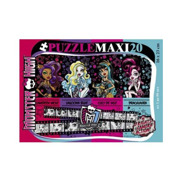 ПАЗЛЫ-ИГРА 20 элементов А5ф 230Х165мм MAXI-Школа Монстров-(Monster High) , 